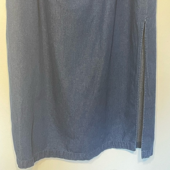30-Leslie Fay Women Vintage Blue Denim Elastic Waist Prairie Modest Skirt Large - Picture 3 of 8